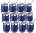 Volhoply 12oz Stainless Steel Wine Tumbler with Lid Bulk 12 Pack,Double Wall Vacuum Stemless Wine Glasses,Reusable Metal Travel Coffe Mug with Straw,Insulated Cups Gifts for Christmas（Navy,12 Set） by LiveFully%EF%BC%8CDrinkFreely%E2%80%94KeepGoingwithVolhoply%EF%BC%81