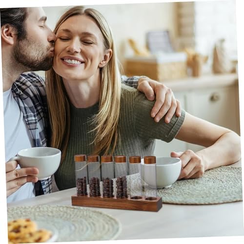 Alipis 6 Pack Glass Coffee Bean Storage Tubes with Wood Stand - Image 4