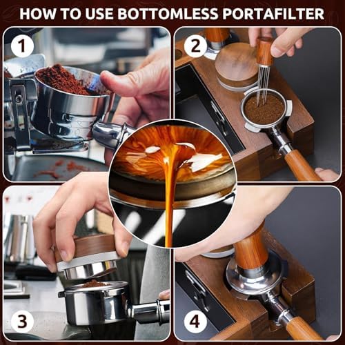 54mm Bottomless Portafilter, Espresso Accessories Fits Breville Barista Series BES870/878/880 Machines & Sage Barista Espresso Machine, Stainless Steel Filter Basket and Premium Rosewood Handle - Image 6