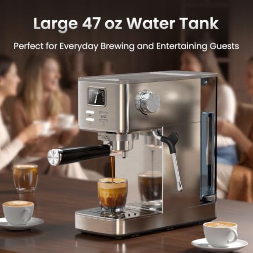 Compact Espresso Machine with Milk Frothing Steam Wand, 20-Bar Pump - Image 6