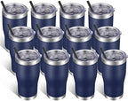 VEGOND 20oz Tumbler Stainless Steel Tumbler Cup with Lid And Straw Vacuum Insulated Double Wall Travel Coffee Mug(Navy Blue 12 Pack) by VEGOND