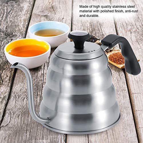 Emoshayoga Stainless Steel Coffee Pour Over Kettle, Tiered Body Gooseneck Spout with Built In Thermometer for Gas Electric Induction Stove Stovetop (Sanding plus thermometer 1.2L) - Image 7
