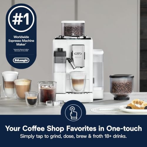 De'Longhi Rivelia Automatic Espresso Machine, Milk Frother, White - Image 2