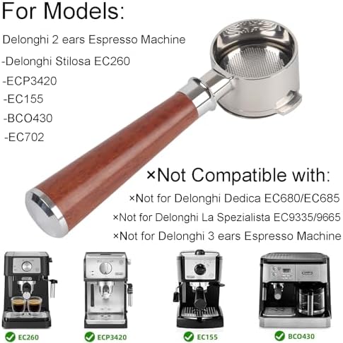 Bottomless Portafilter 51mm 2 Ears for Delonghi Stilosa EC260 Wooden Handle - Image 2