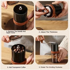 Professional Manual Coffee Grinder - Adjustable Diamond Burr Grinder with Cleaning Brush for Home and Travel(Brown) - Image 6