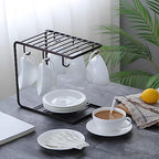 Metal Mug Tree Holder Stand for Counter 6 Hooks Coffee Cup Display Hanger Rack Organizer for Kitchen Cabinet - Brown - 9.5 x 9.1In - Image 2