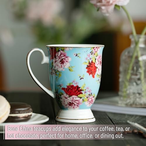BTaT- Large Coffee Mugs, 12 oz, Set of 4, Floral Mugs for Coffee Cups Set, Porcelain Bone China, Tea Mug, - Image 6