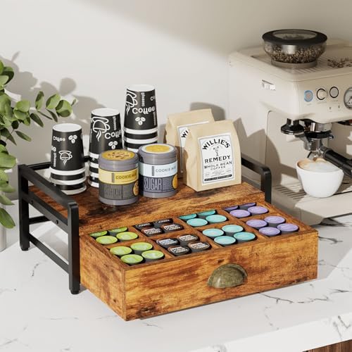 IBUYKE Tea Bag Organizer,Tea Box with Drawer,Brown TCJ004H - Image 2