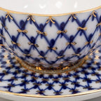 Imperial/Lomonosov Porcelain Teacup w/Saucer"Tulip Cobalt Net" - Image 4