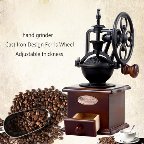 WANLIAN Vintage Manual Coffee Grinder, Cast Iron Hand Crank, Ceramic Burr - Image 6