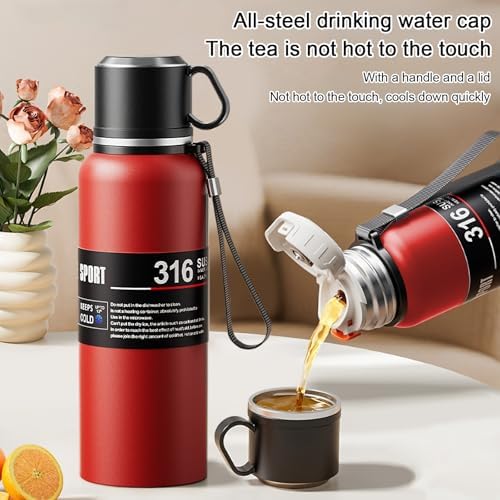 Double wall vacuum Leakproof stainless steel wide mouth insulated water bottle;tea tumbler with infuser,cup,lid;smart thermoses hot coffee;thermal flask ice drinks with led digital temperature display - Image 6