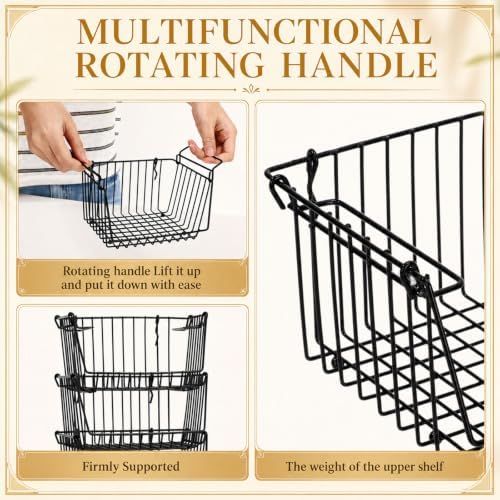 8 Pack Small Stackable Metal Wire Storage Baskets for Pantry - Image 3