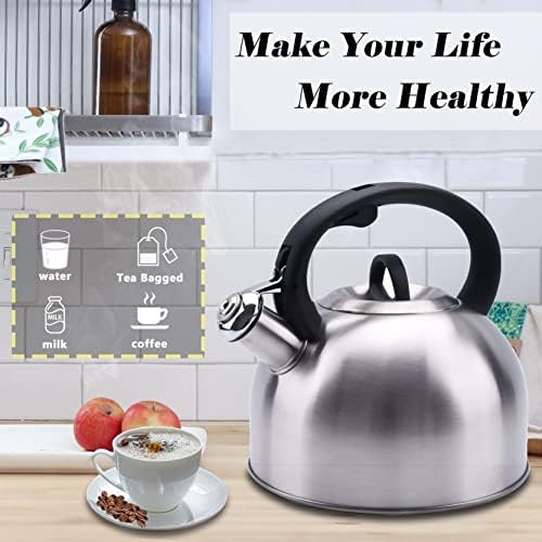 GGC 3L Tea Kettle for Stove Top, Loud Whistling Tea Kettles Water Boiler, Stainless Steel Kettle with Anti-Heat Handle and Simple Touch Button to Control Kettle Outlet - Image 4