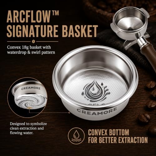 Espresso Accessories, 58mm Double Spout Portafilter with 18g ARCFLOW™ Convex Filter Basket, Walnut Wood Handle, Compatible with La Marzocco, Slayer, Rocket Espresso, Lelit & E61 Machines - Image 4