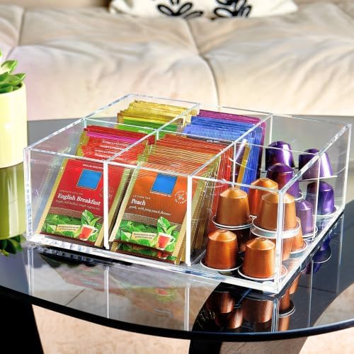 Heavy-Duty Acrylic Tea Bag Organizer, 6-Compartment Storage Box - Image 2