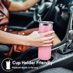 Volhoply 4 Pack Skinny Tumblers with Lid and Straw, 20oz Stainless Steel Straight Tumbler Bulk, Vacuum Insulated Coffee Mug for Home, Office, Travel, DIY (Pink,4 Pack) - Image 4
