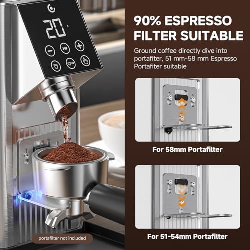 AMZCHEF Electric Coffee Grinder with Large Bean Hopper, 45 Adjustable Grind Settings, Conical Burr Mill, Digital Timer, Anti-Static Design for Home and Office Coffee Stations - Image 3