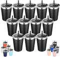 VEGOND 12oz Tumbler Stainless Steel Tumbler bulk Vacuum Insulated Double Wall Travel Tumbler with Lid and Straw Reusable Tumbler, Black 12 Pack by VEGOND