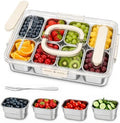 Ankou Snackle Box Container, Stainless Steel Divided Serving Tray with Lid, Handle and Forks by ANKOU
