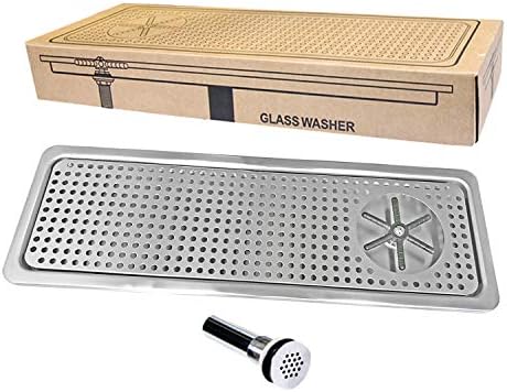 YBB Pitcher Rinser Cup Washer Glass Cleaning Rinser with Side Sprays, Drain and Drip Tray for Bar Coffee Shop (25.4" x 8.5" x 1") by YBB