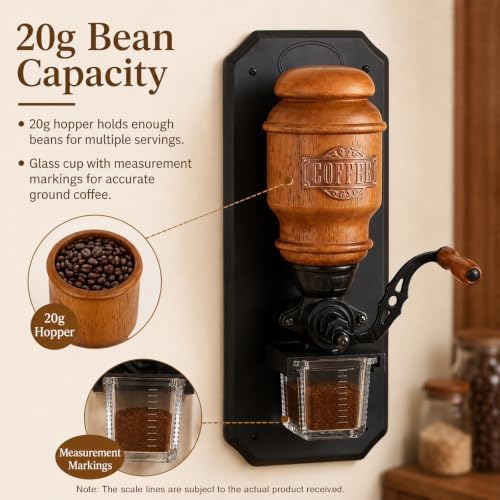 Wall Mounted Manual Coffee Grinder, Adjustable Coarseness - Image 3