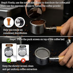 28PCS Espresso Accessories Kit,54mm Espresso Tamper Tools,Includes Wood Station,Distributor,Stirrer,Dosing Funnel,Brush,Puck Screen,Frothing Pitcher,Latte Pen,Powder Ring,Towel,Decorative Stencils - Image 4