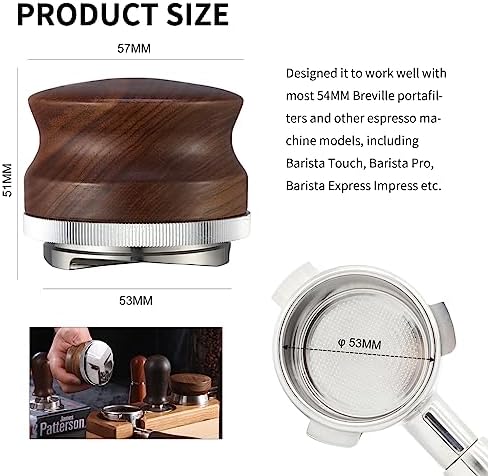 53mm Coffee Distributor, Espresso Distribution Tool, Adjustable Depth Espresso Tamper Leveler with Walnut Wood Handle Fits for 54mm Breville Barista Portafilter - Image 6