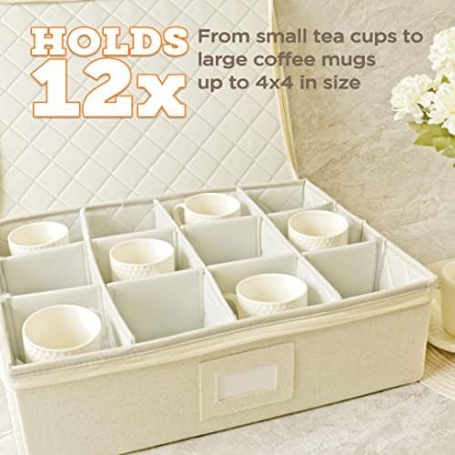 storageLAB Cup & Mug Storage Case | Hard Shell Felt Dividers | Cream - Image 3
