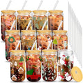 Umigy 12 Pack Christmas Glass Cups 16 oz Drinking Glasses,Classic Style by Umigy