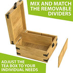 Bamboo Tea Organizer Box Chemical Free Eco-Friendly Big, Tall, Adjustable Cubbies Natural Wooden Storage Chest (4-Slot Square 7.4" x 8.1" x 4.2" with Tea Leaf Design) - Image 5