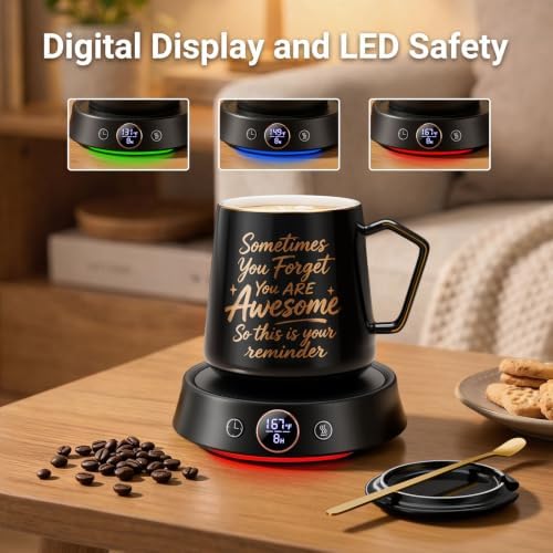 Coffee Mug Warmer & Mug Set, Electric Cup Warmer for Desk, 12H Timer - Image 2