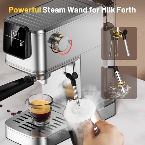 Espresso Machine 20 Bar with Touch Screen, Hot & Iced Coffee Makers, Stainless Steel Espresso Maker with Rapid Cold Brew & Milk Frother Steam Wand, with Water Tank for Latte, Cappuccino, Gift - Image 6