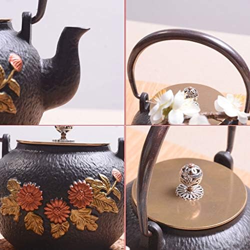 Classic tea kettle, Cast Iron Teapot,Cast Iron Tea Pot, Japanese Tetsubin Tea Kettle Durable Cast Iron Teapot with Fully Enameled Interior (1200ml), Black - Image 7