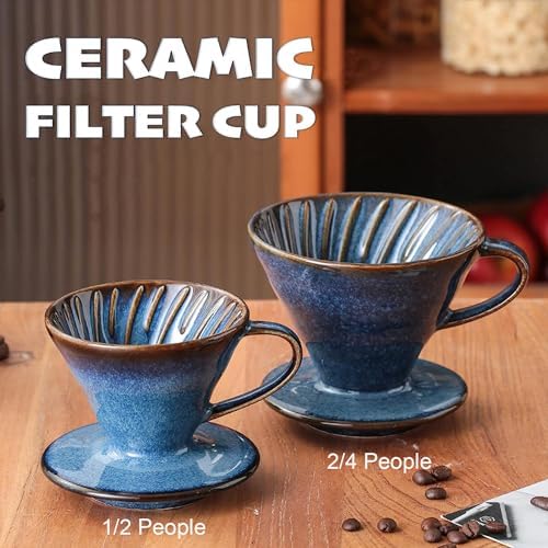 Ceramic Pour Over Coffee Dripper, Kiln Retro Hand Brew Coffee Cup Drip - Image 3