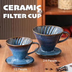 Ceramic Pour Over Coffee Dripper, Kiln Retro Hand Brew Coffee Cup Drip - Image 3