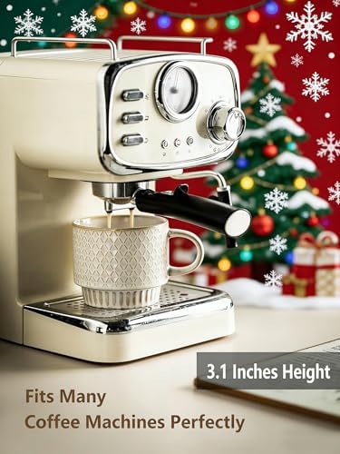 Gomakren Coffee Mugs Set of 4 Ceramic Coffee Cup with Stand, Creamy White - Image 2