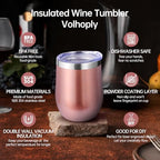Volhoply 12oz Stainless Steel Wine Tumbler with Lid Bulk 24 Pack,Double Wall Vacuum Stemless Wine Glasses,Reusable Metal Travel Coffee Mug with Straw,Insulated Cup Gift for Christmas（Rose Gold,24 Set） - Image 3