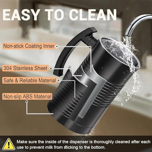 Electric Coffee Milk Frother, 11.8oz/350ml Milk Frother and Steamer with Two Whisks, One-touch Operation, Silent Foaming, Automatic Off & Easy Cleaning - Image 7