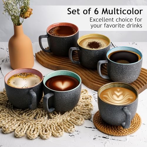 MIAMIO - Stoneware Coffee Mugs Set of 6 (16 oz) - Las Palmitas - Modern - Image 3