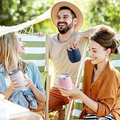 COMOOO 12oz Wine Tumbler with Lid and Straw, Stainless Steel Stemlss Wine Glass, Double Wall Vacuum Insulated Wine Tumbler Cup for Wine, Cocktails, Champaign, White, 16 Pack - Image 6