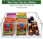 Heavy-Duty Acrylic Tea Bag Organizer, 6-Compartment Storage Box - Image 7