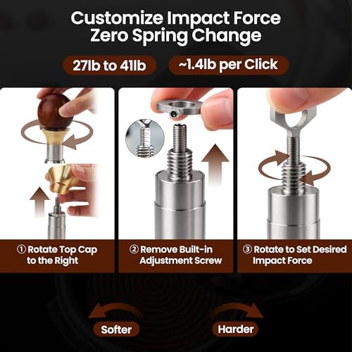 ShanSon 58mm Espresso Tamper,Internally Adjustable Force,Triple-Spring Self-Leveling & Audible Click, Premium Spring-Loaded Coffee Tamper, Threaded 304 Steel Base, Essential Espresso Accessories - Image 3