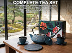 Blue Butterfly Cast Iron Tea Set, 2 Cups, 2 Saucers, Infuser & Trivet - Image 3