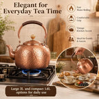 Vintage Copper Tea Kettle, Whistling Stovetop Water Pot with Rope Handle - Image 4