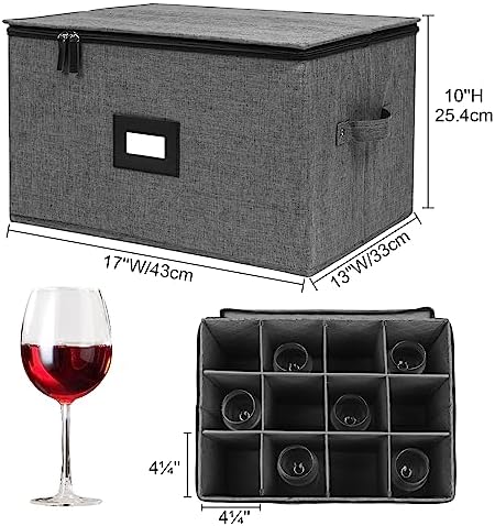Mayniu Stemware Storage Cases 2 Pack, Wine Glass Storage Box with Dividers - Image 4