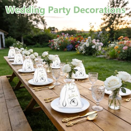 50 Sets Bridal Shower Tea Party Favor for Guests Leaf Tea Spoon Heart Tea Infuser for Loose Leaf Tea Steeper with Thank You Card Organza Bags for Wedding Decoration Gift Souvenirs (50, Silver) - Image 6