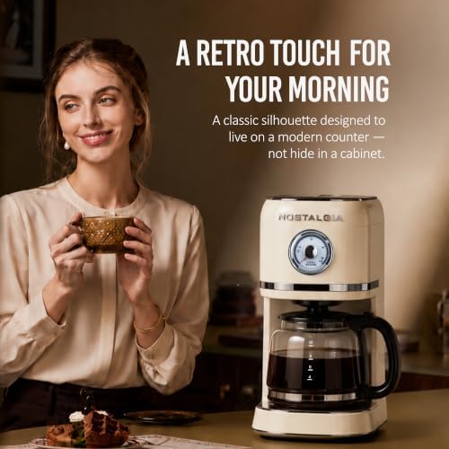 Nostalgia Classic Retro 10 Cup Coffee Maker, Cream - Image 6