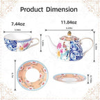 KAMMAK Tea for One Set, Ceramic Teapot, Bone China Tea Set, Cup and Saucer - Image 2