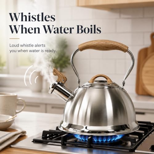 QNA Whistling Tea Kettle, 2.8L Stainless Steel Stovetop Wate Kettle - Image 2