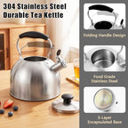 Stainless Steel Tea Kettle, 2.5 Qt Stovetop Teapot, Brushed - Image 4